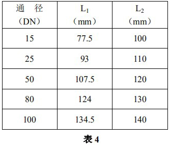 液氯流量计尺寸对照表二